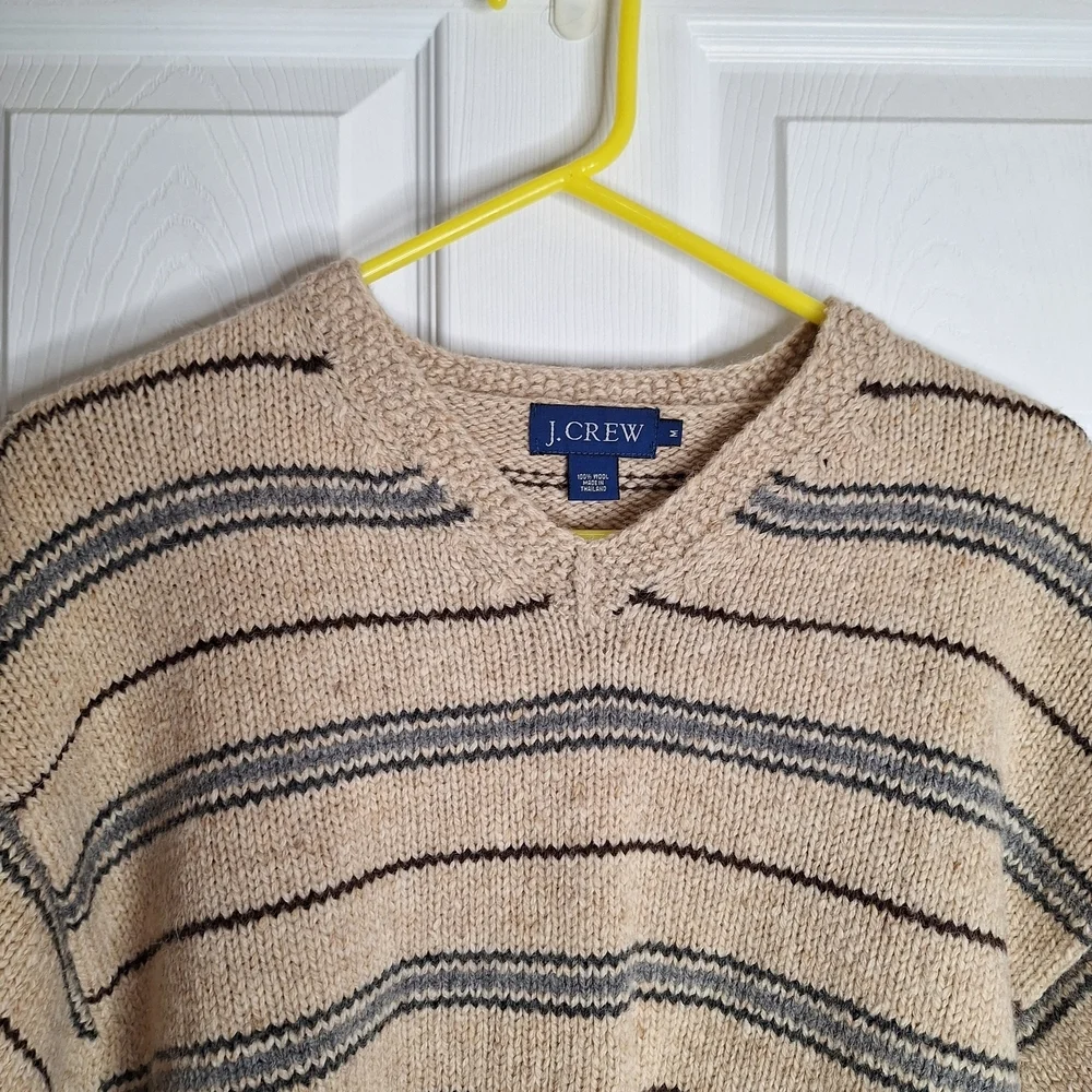 J.Crew Wool Beige Striped Sweater Size Medium